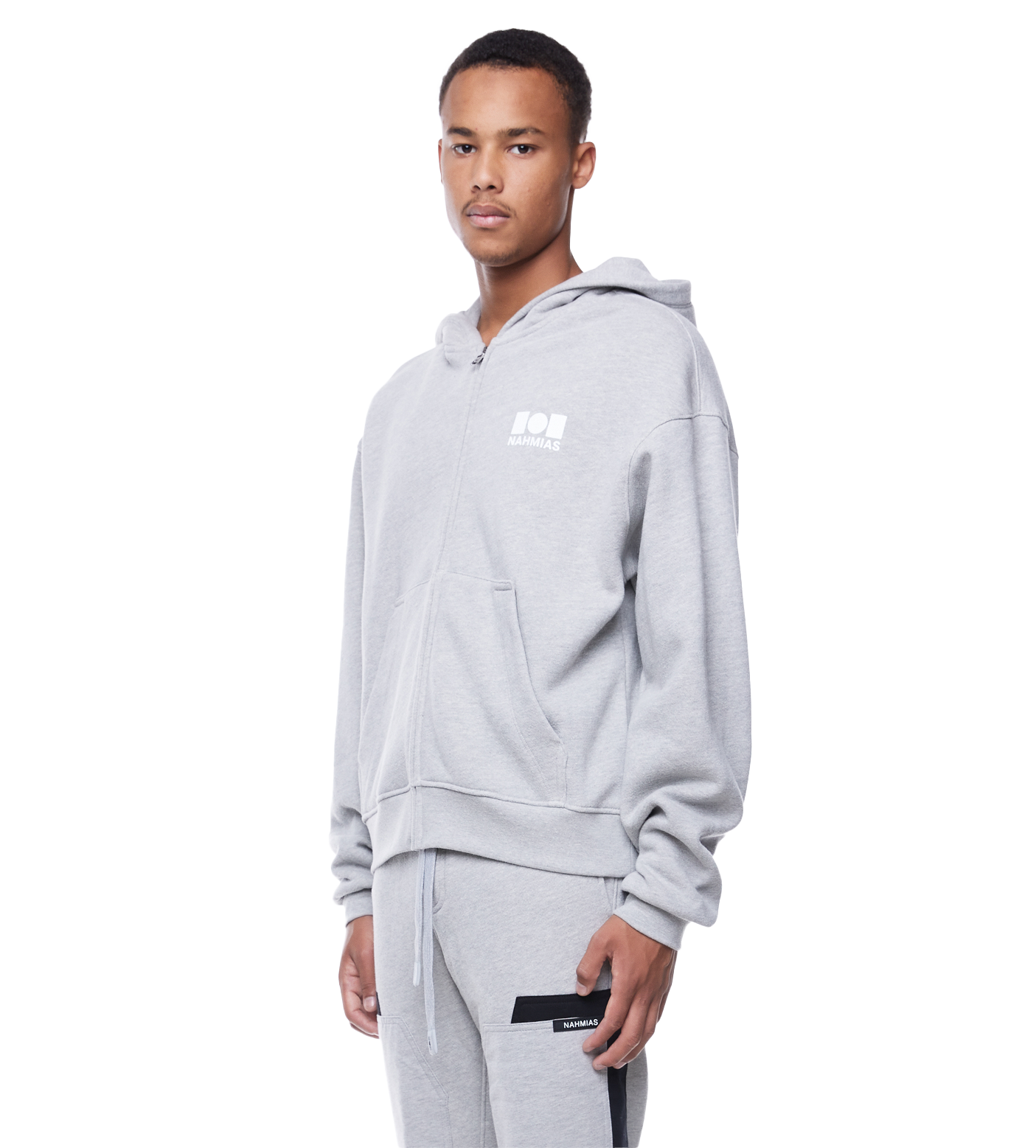 Logo Zip Up Hoodie Grey
