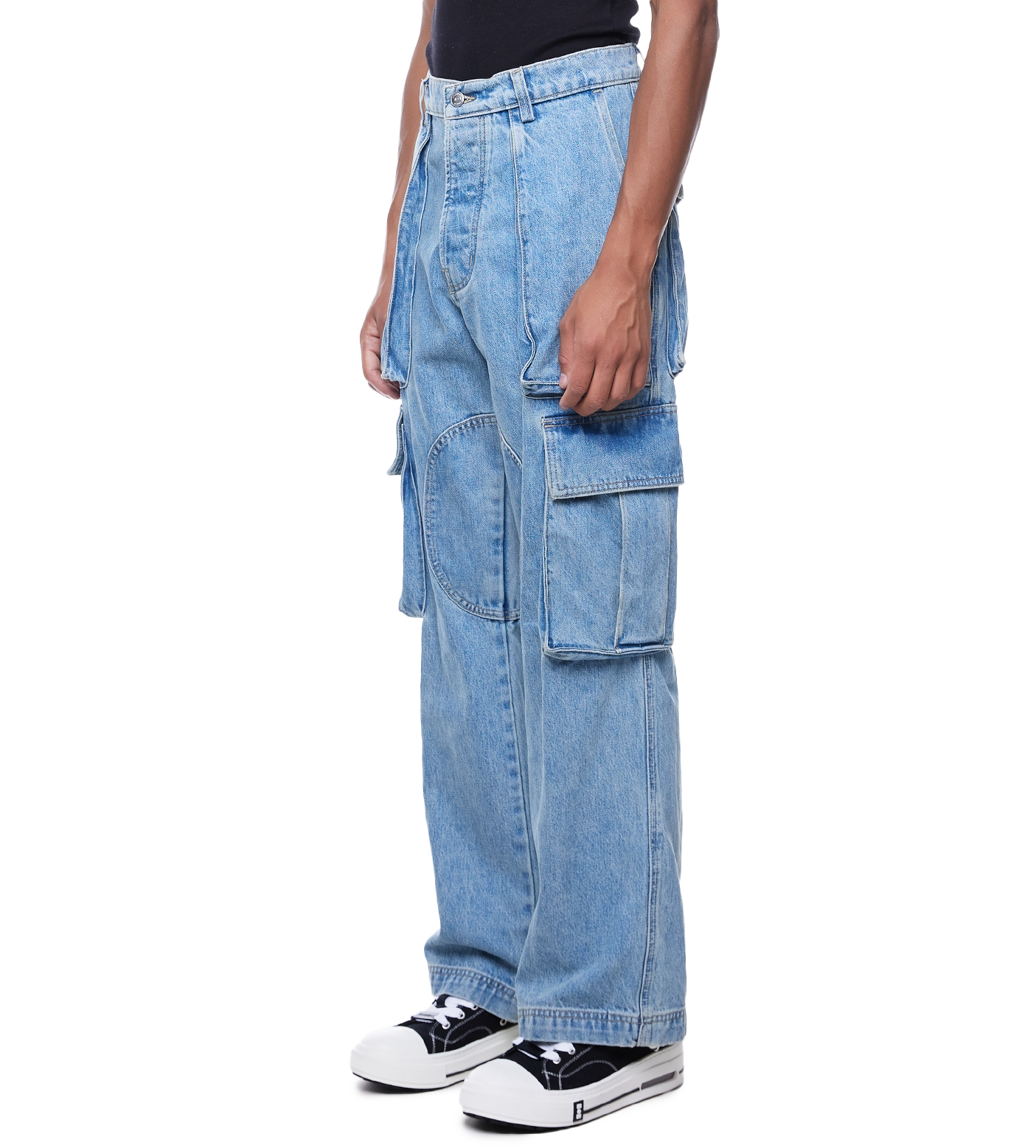 Mid-rise Cargo Jeans Light Wash