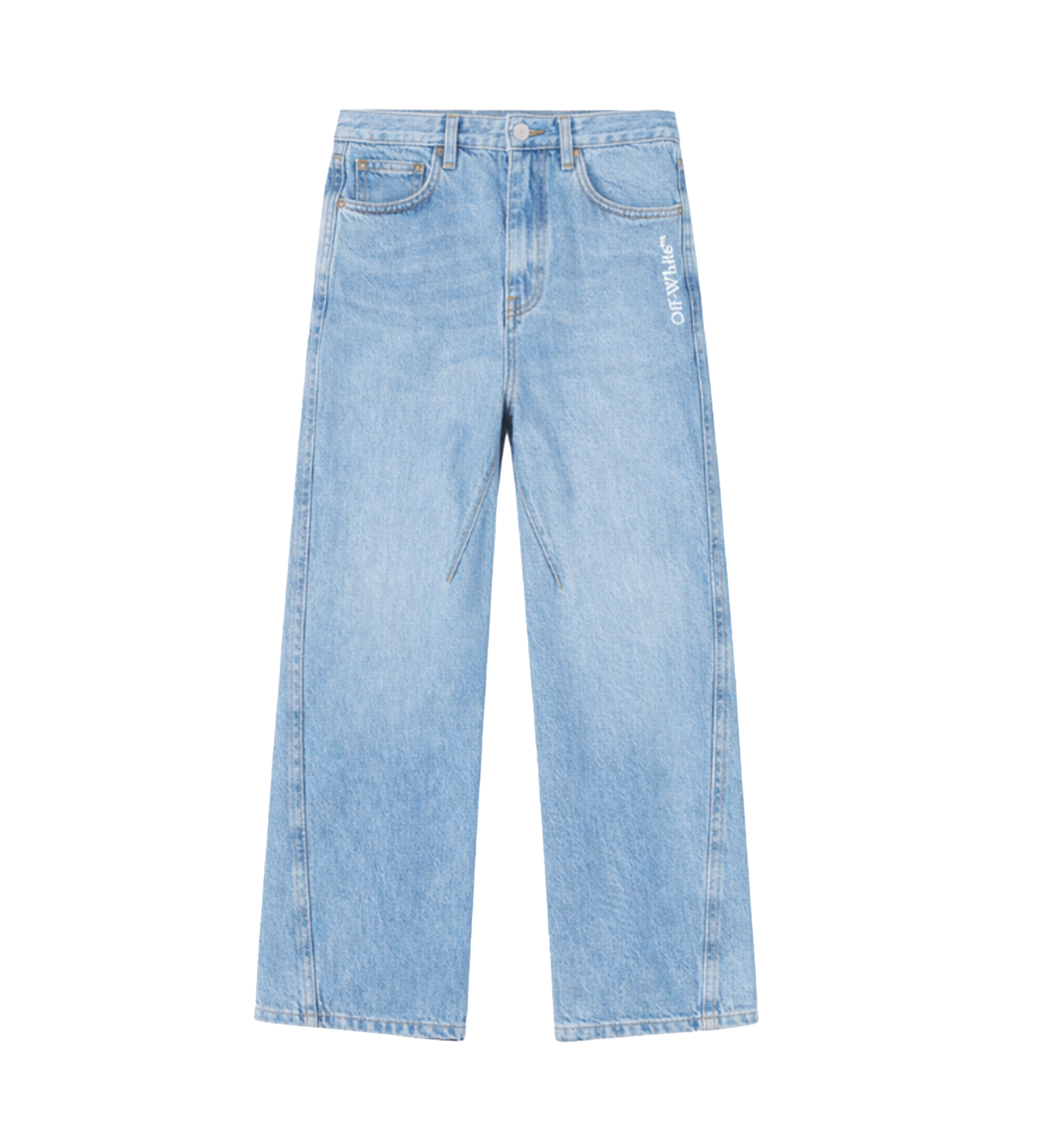 Off White Twisted Flared-Leg Denim Jeans in Blue