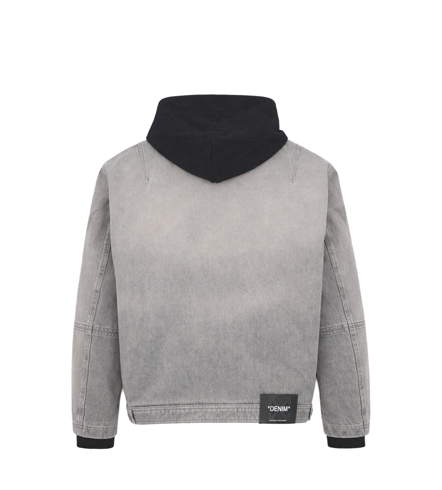 Off-White Hooded Denim Jacket in Grey