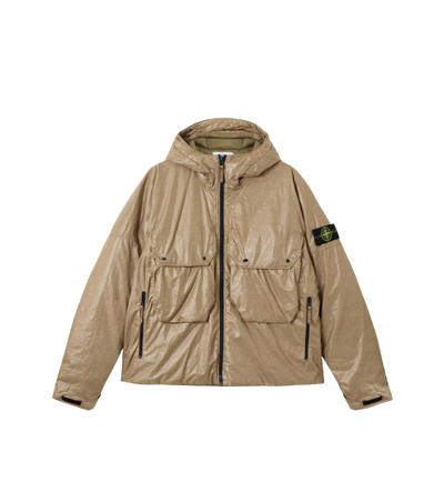 Light Nylon 3L-TC Hooded Down Jacket Military Green