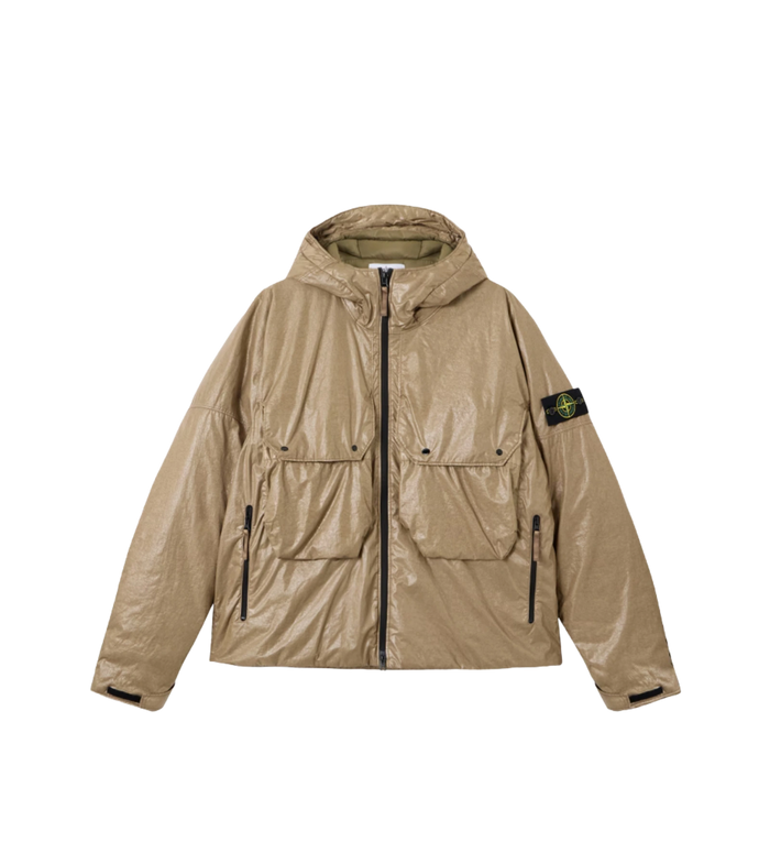 Light Nylon 3L-TC Hooded Down Jacket Military Green