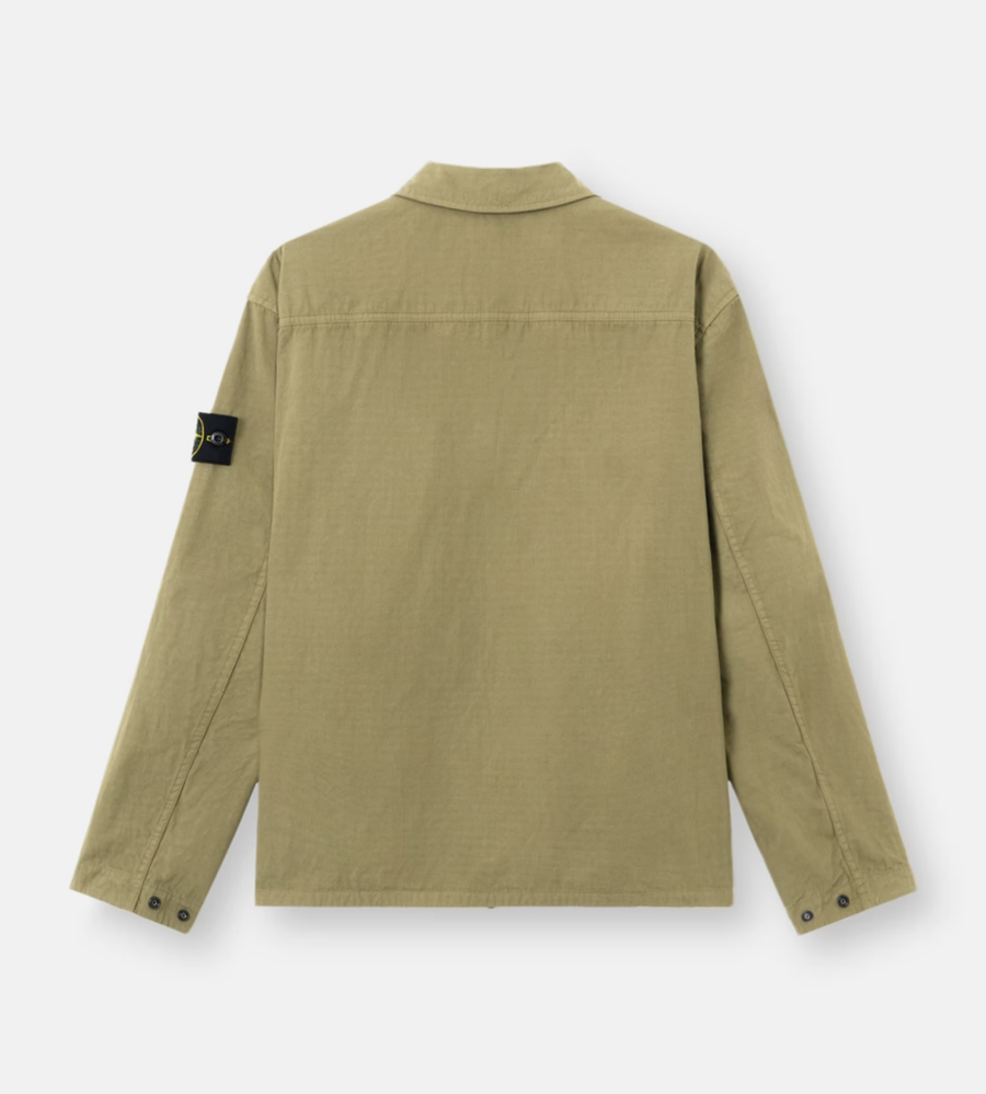 Stone Island Mercerised Organic Cotton Ripstop Overshirt in Military Green
