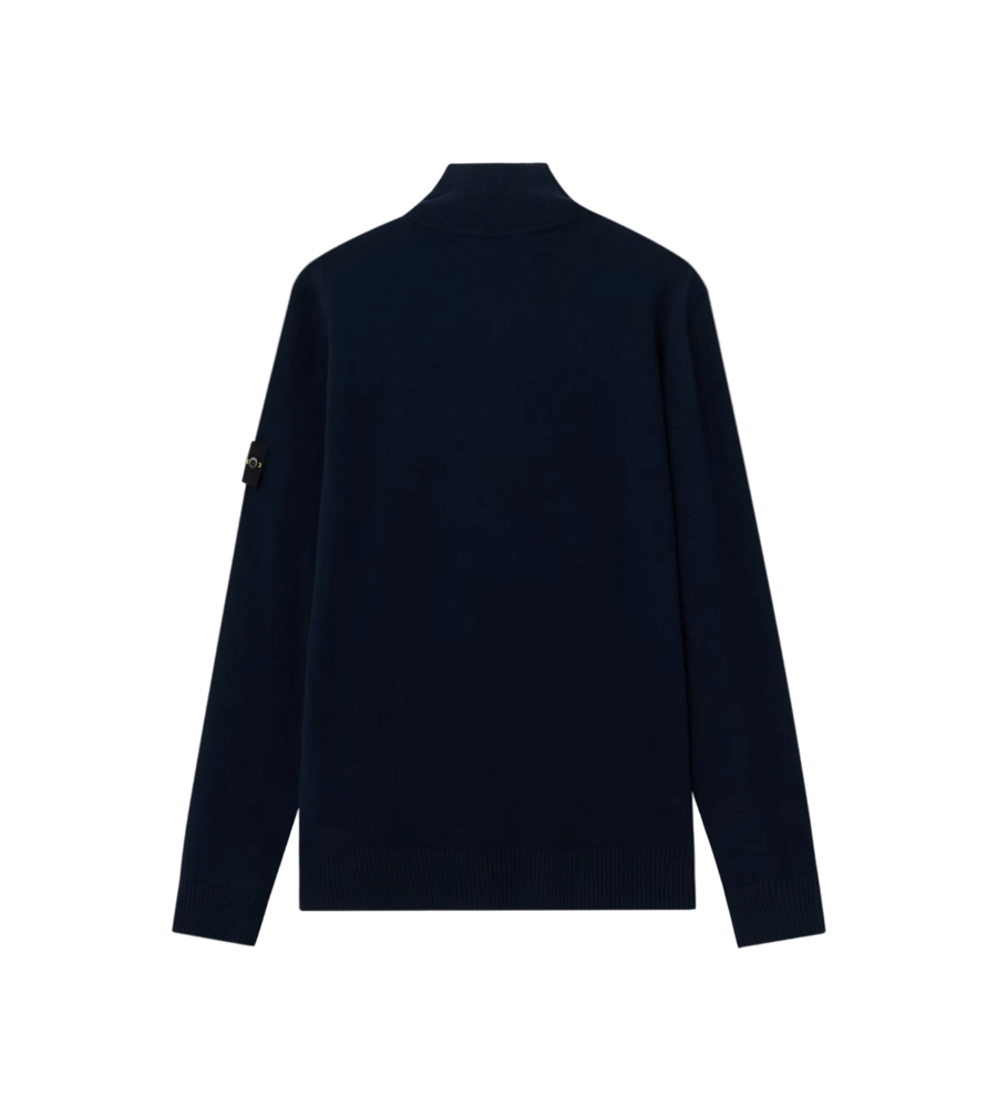 Stone Island Organic Cotton Fleece Half-Zip Sweatshirt in Navy Blue