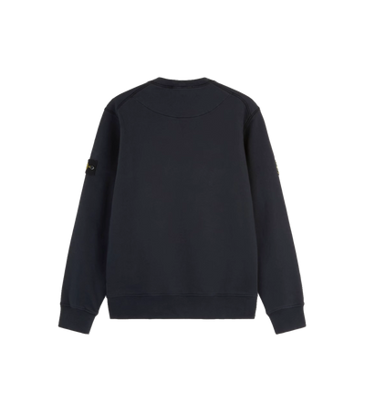 Organic Cotton Fleece Crewneck Sweatshirt Navy Blue