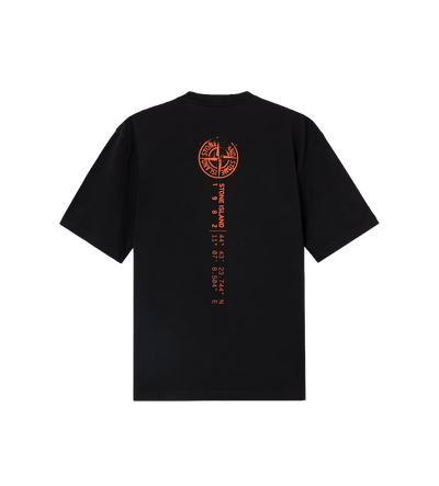 Biologisch katoenen jersey verticale plaatsing T-shirt zwart
