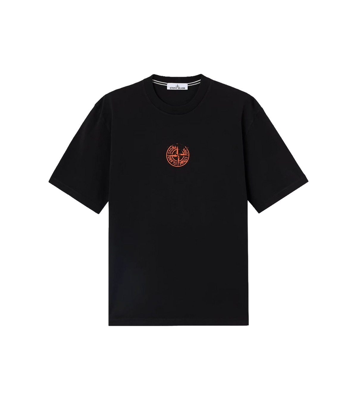 Biologisch katoenen jersey verticale plaatsing T-shirt zwart