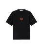 Biologisch katoenen jersey verticale plaatsing T-shirt zwart