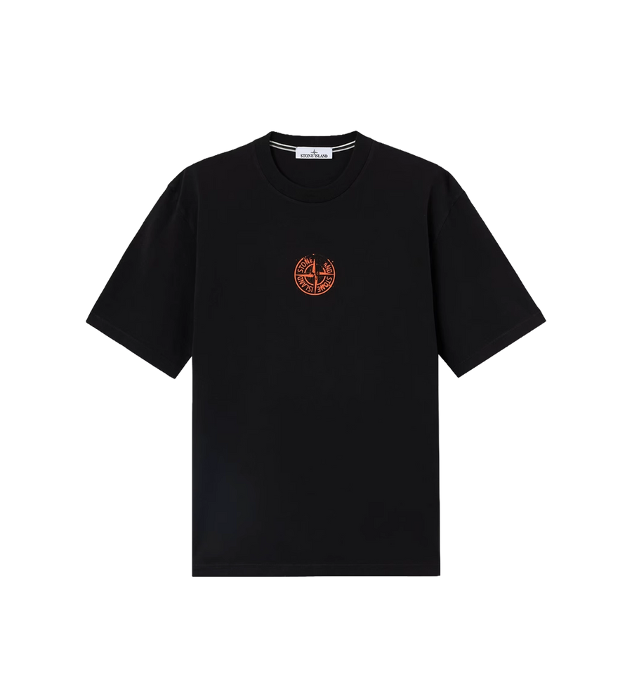 Biologisch katoenen jersey verticale plaatsing T-shirt zwart