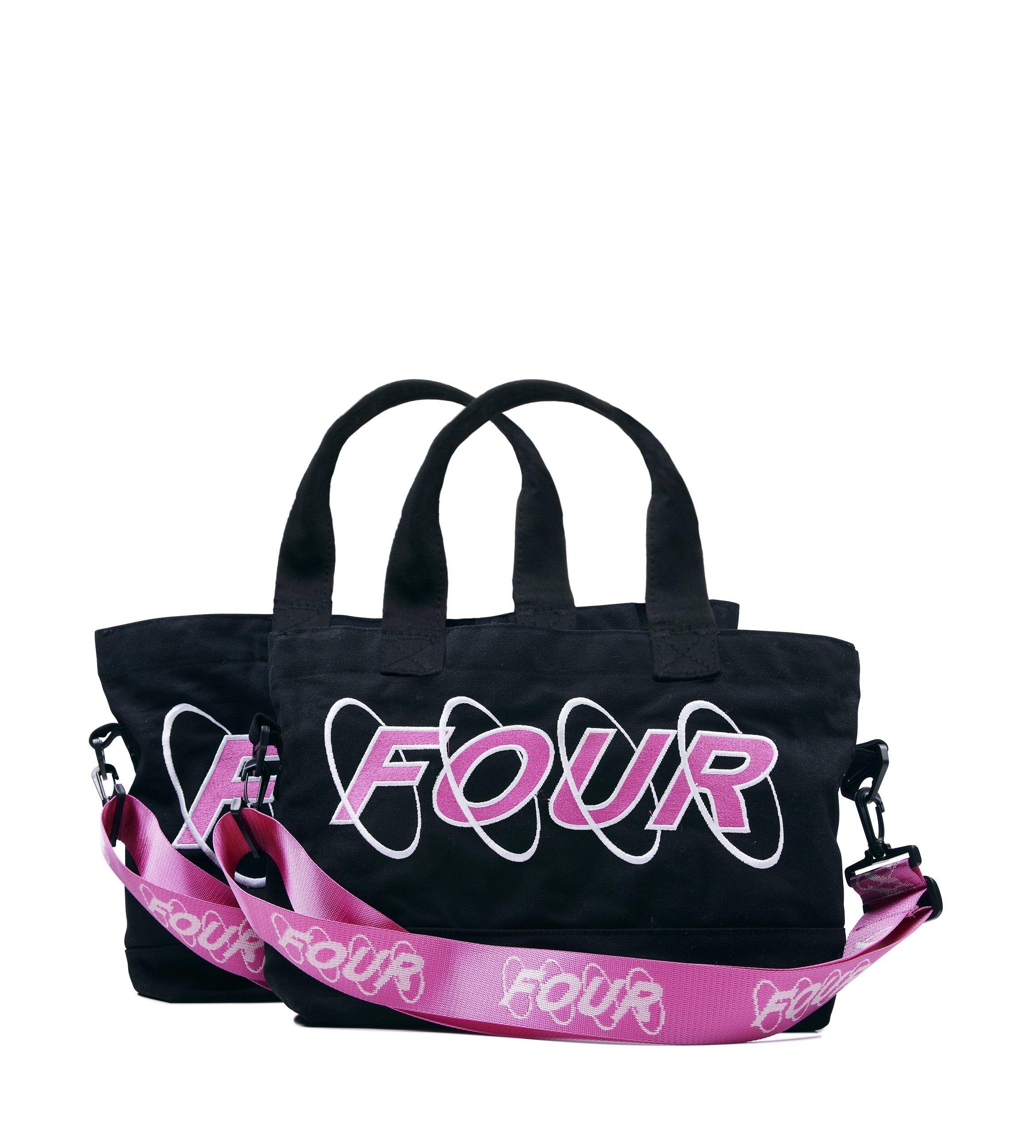 Cirkels borduurshopper wit/roze