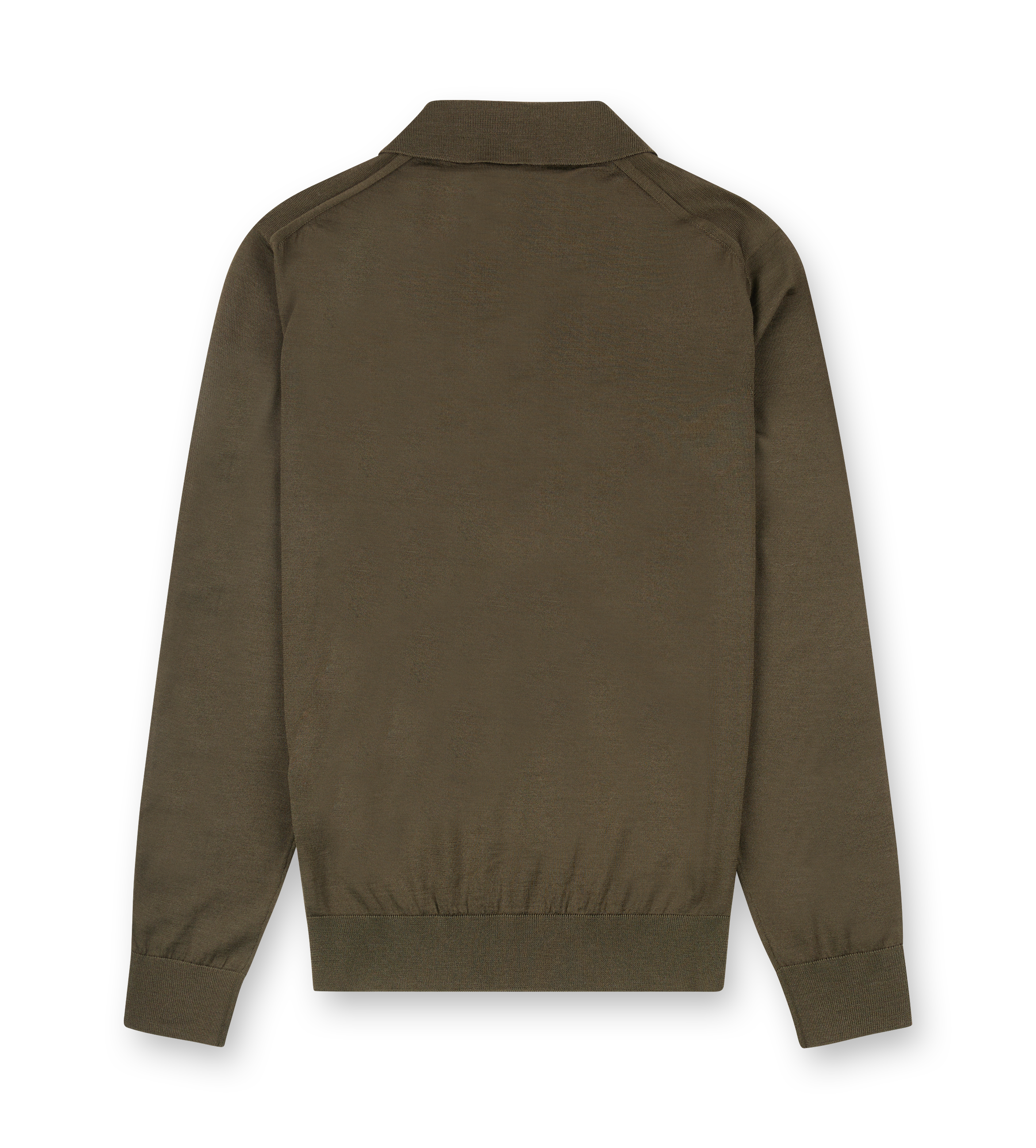 Prada Long-Sleeved Superfine Wool Polo Shirt in Military Green