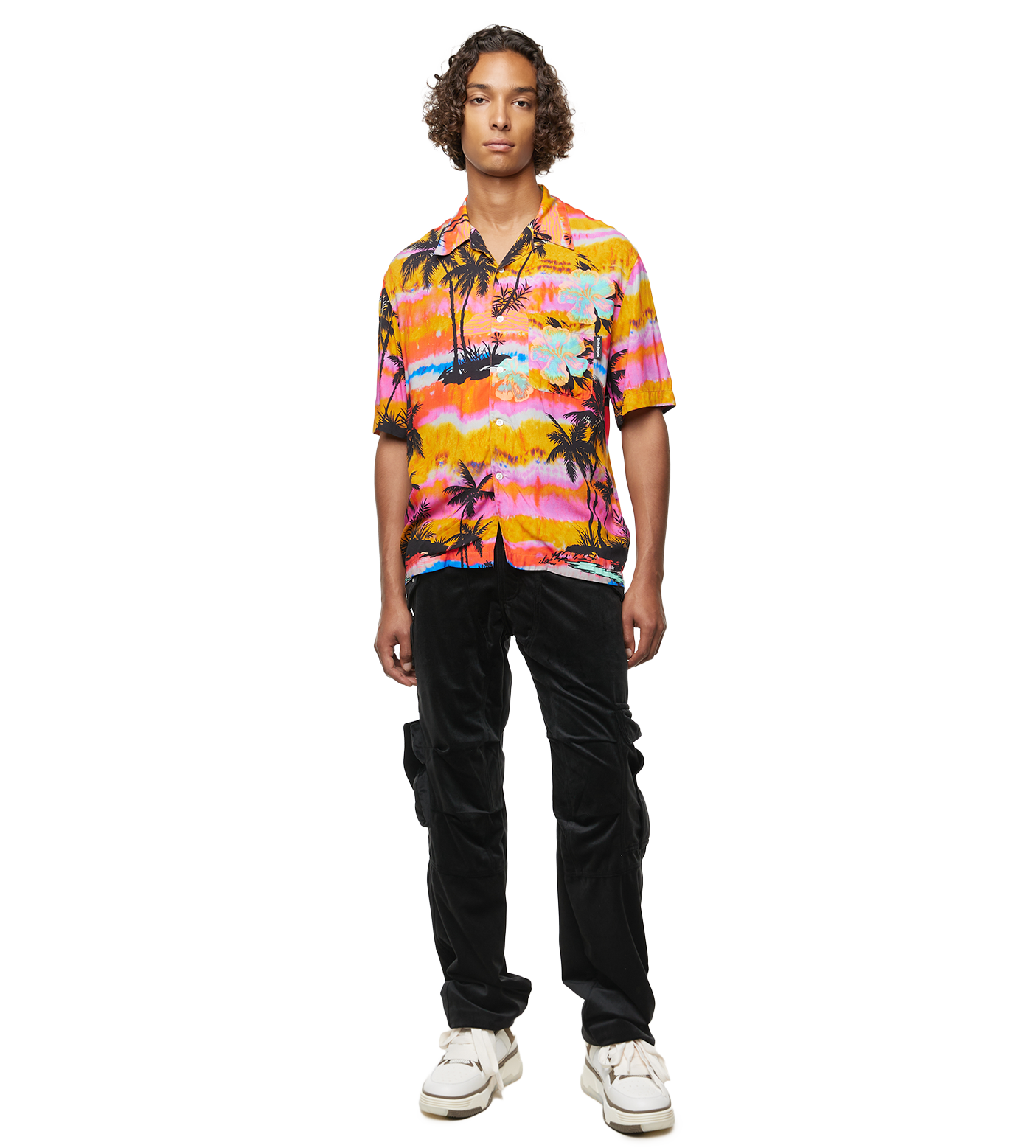 Palm Tree-print Shirt Fuchsia