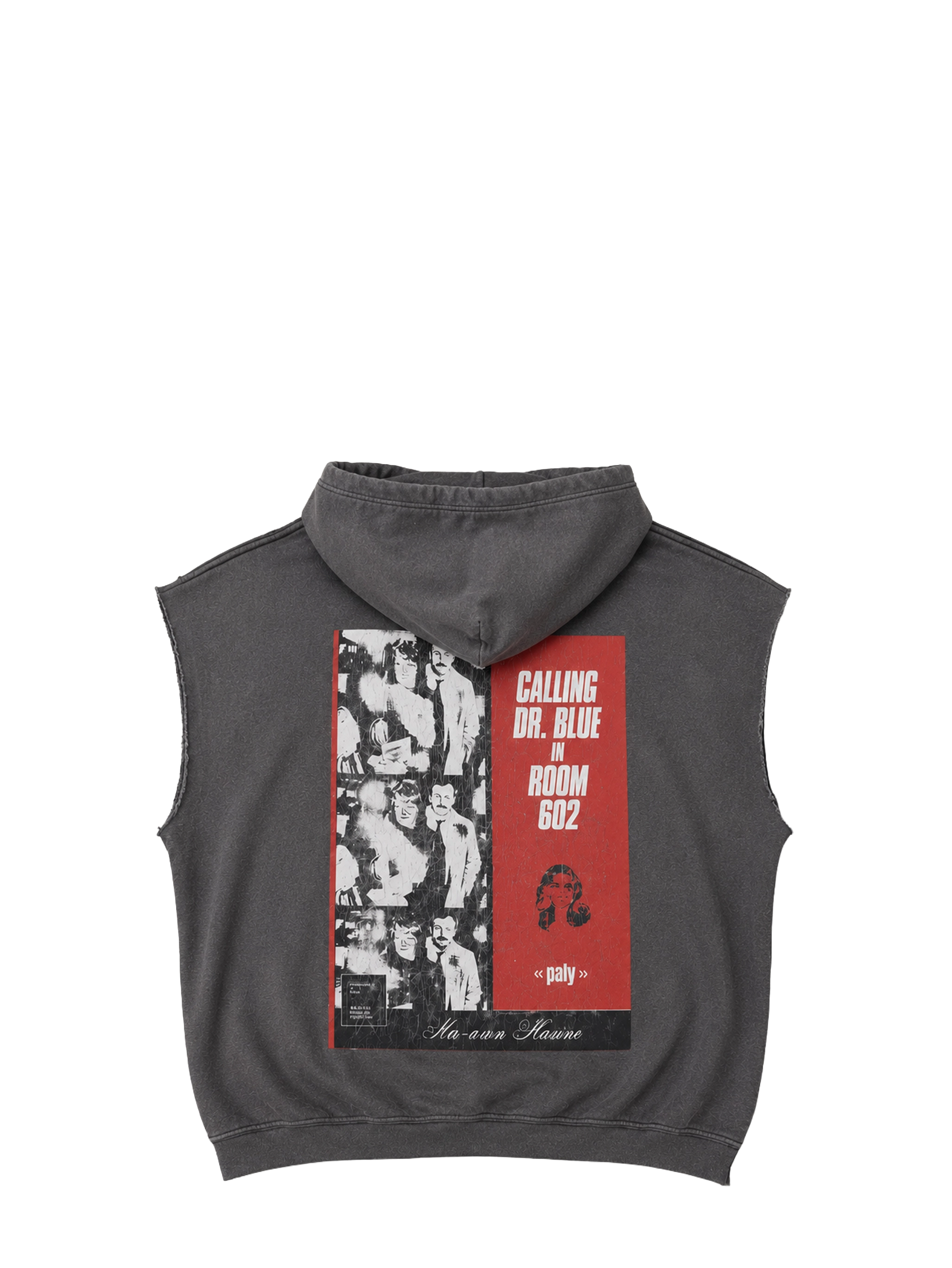 Paly Dr. Blue Cut Off Hoodie in Grey