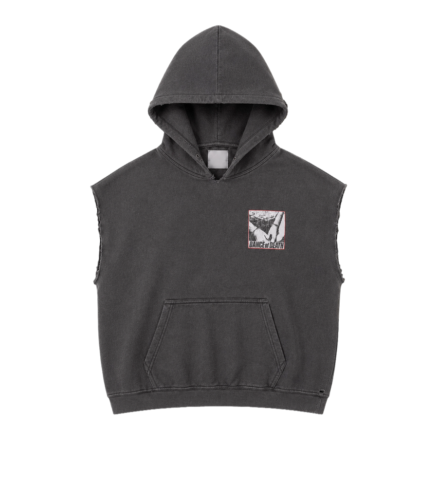 Paly Dr. Blue Cut Off Hoodie in Grey