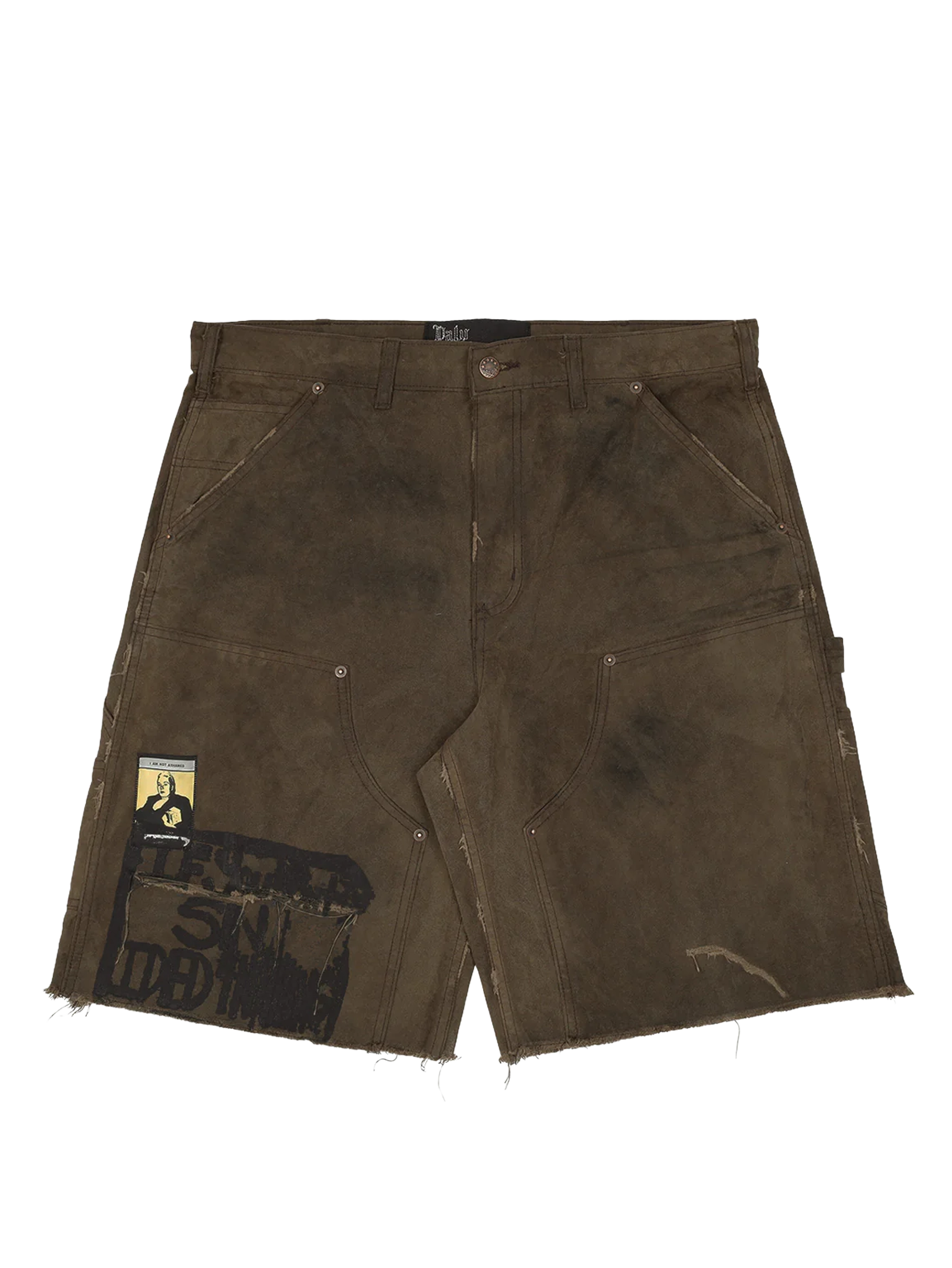 Paly Sinned 4 Nothing Waxed Canvas Double Knee Shorts in Brown