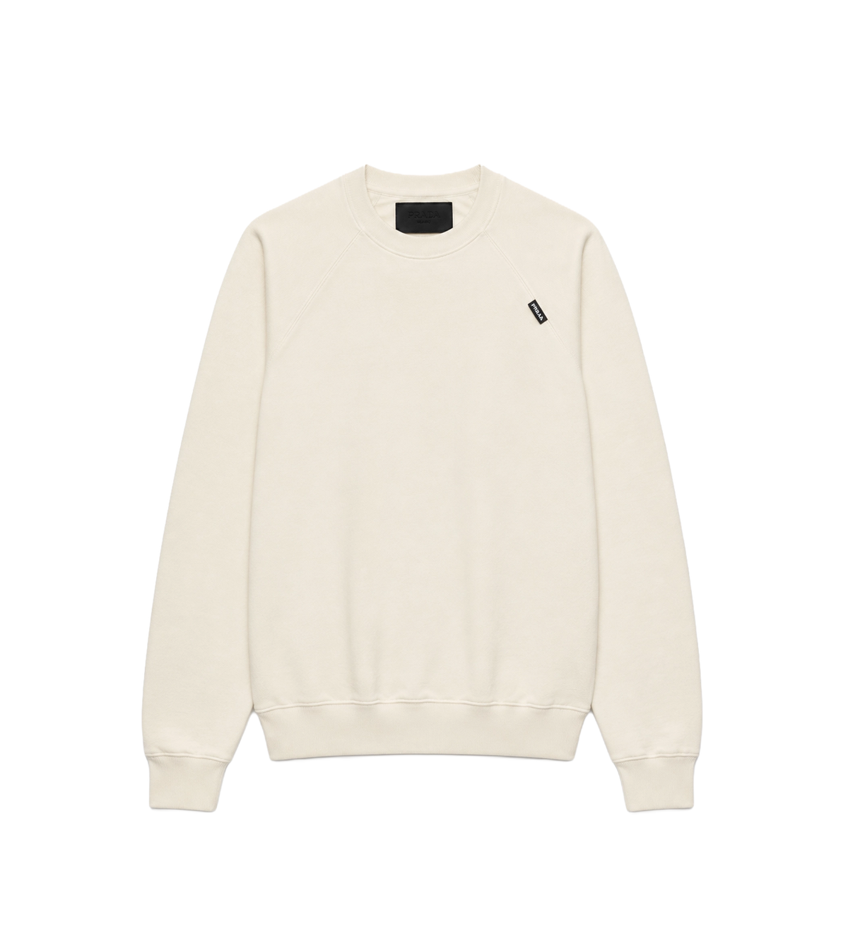 Katoenen Sweater met Ronde Hals in Krijtwit