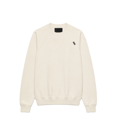 Katoenen Sweater met Ronde Hals in Krijtwit