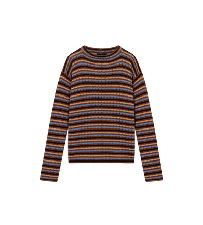 Shetland Wool Boat Neck Sweater Multicolor