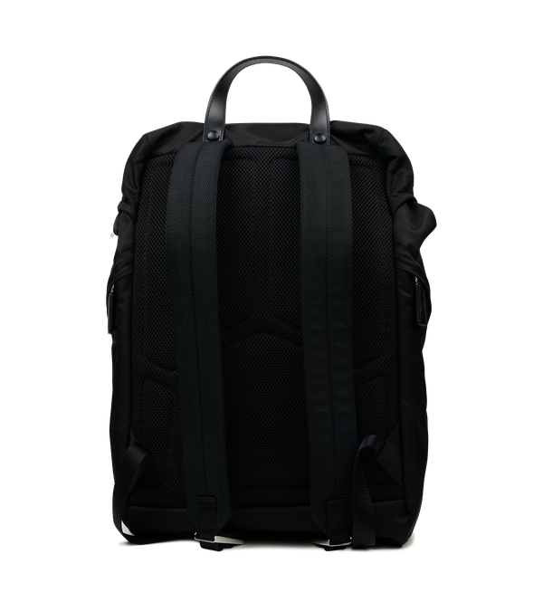 Re-Nylon and Saffiano Leather Backpack in Black