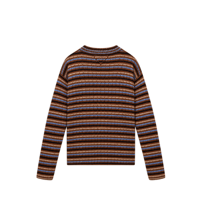 Shetland Wool Boat Neck Sweater Multicolor