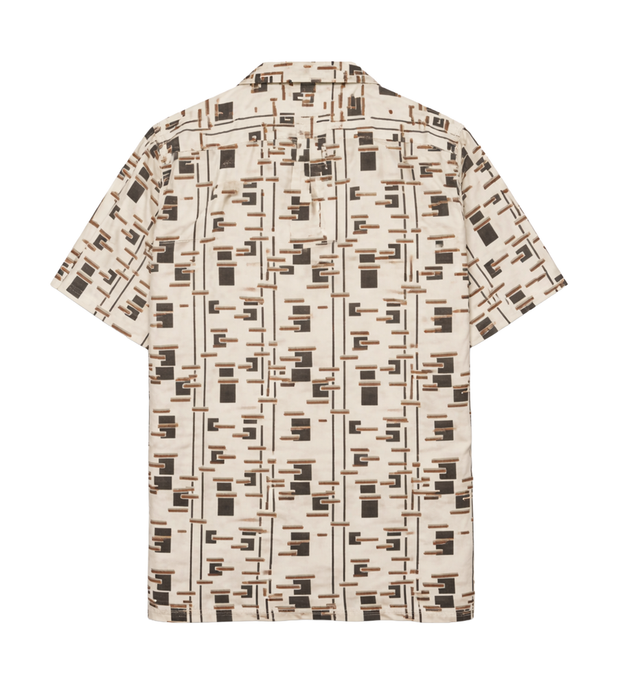 Prada Printed Cotton-Blend Shirt in Natural/Burgundy