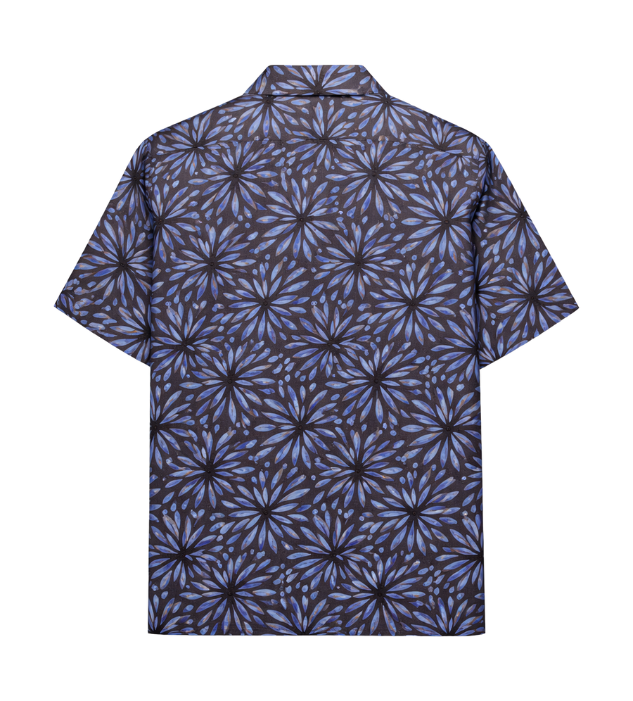 Prada Printed Cotton Bowling Shirt in Navy