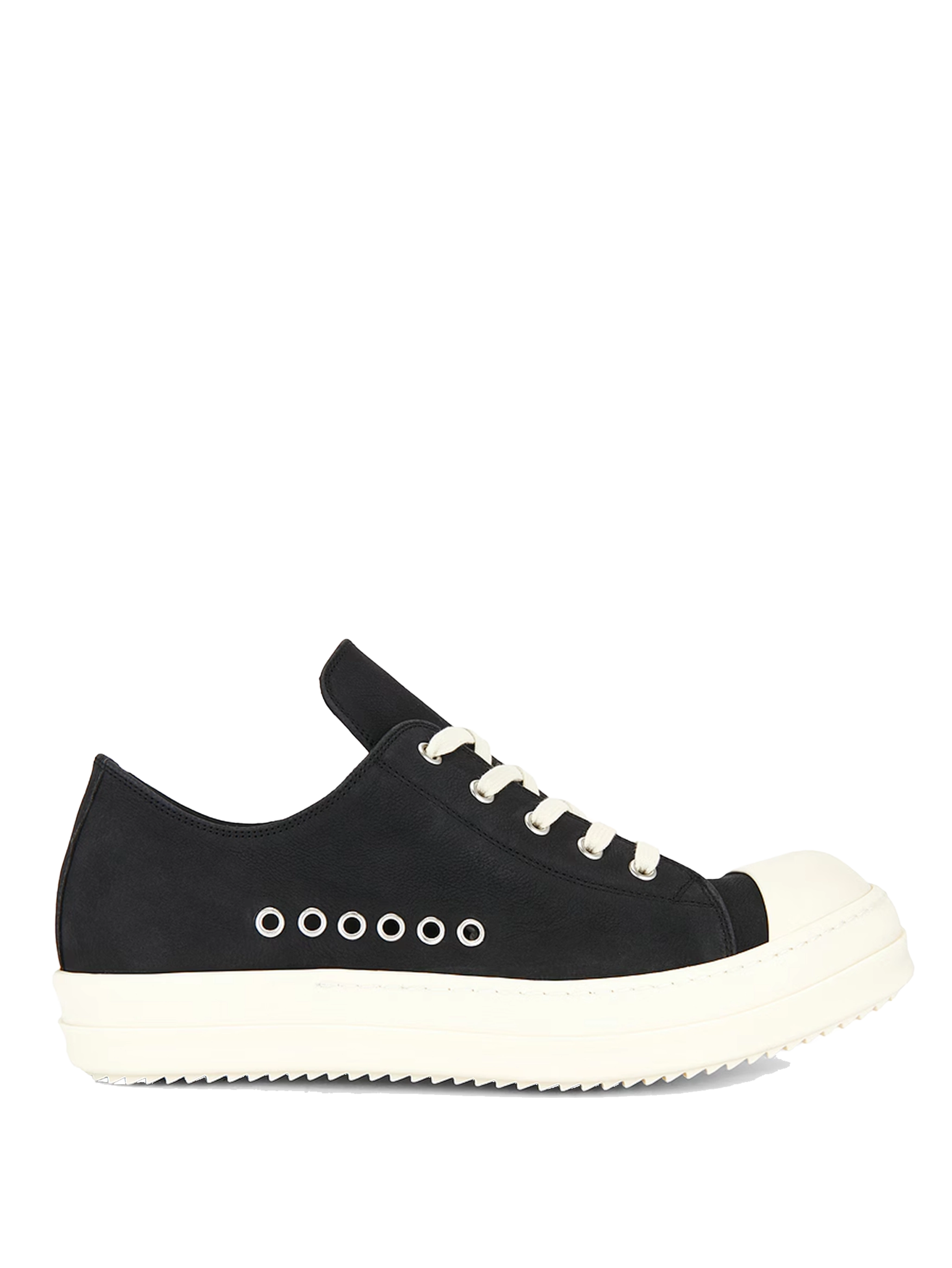 Rick Owens Leather Lace-Up Sneakers in Black