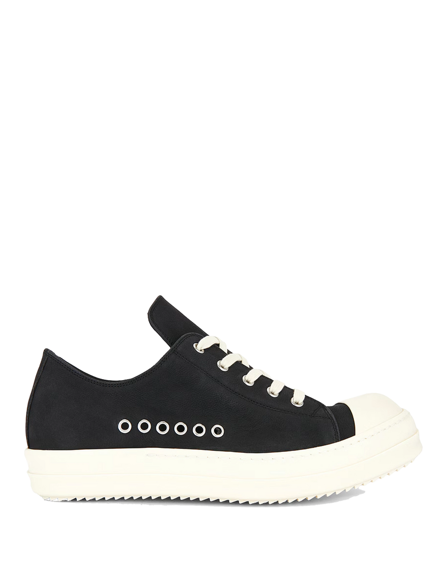 Rick Owens Leather Lace-Up Sneakers in Black