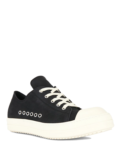 Leather Lace-Up Sneakers Black