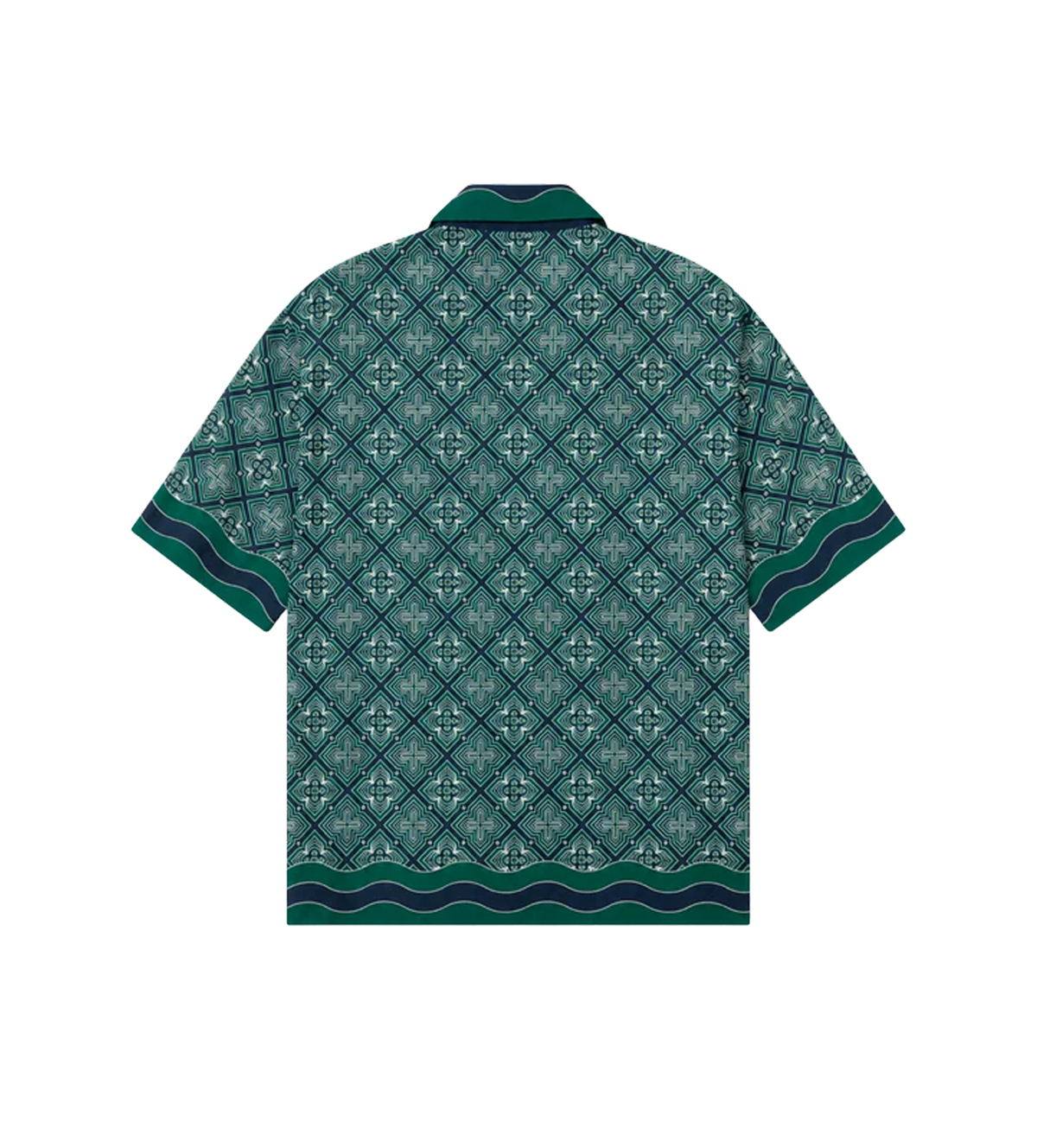 Radiating Monogram Silk Short Sleeve Shirt Green