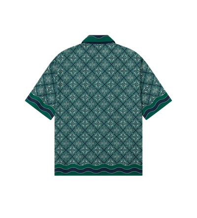 Radiating Monogram Silk Short Sleeve Shirt Green