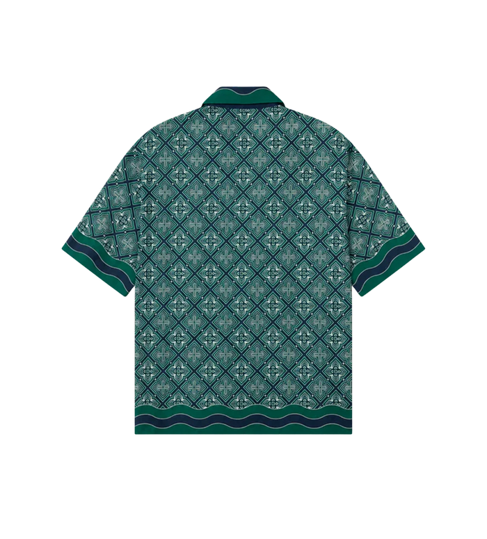 Radiating Monogram Silk Short Sleeve Shirt Green