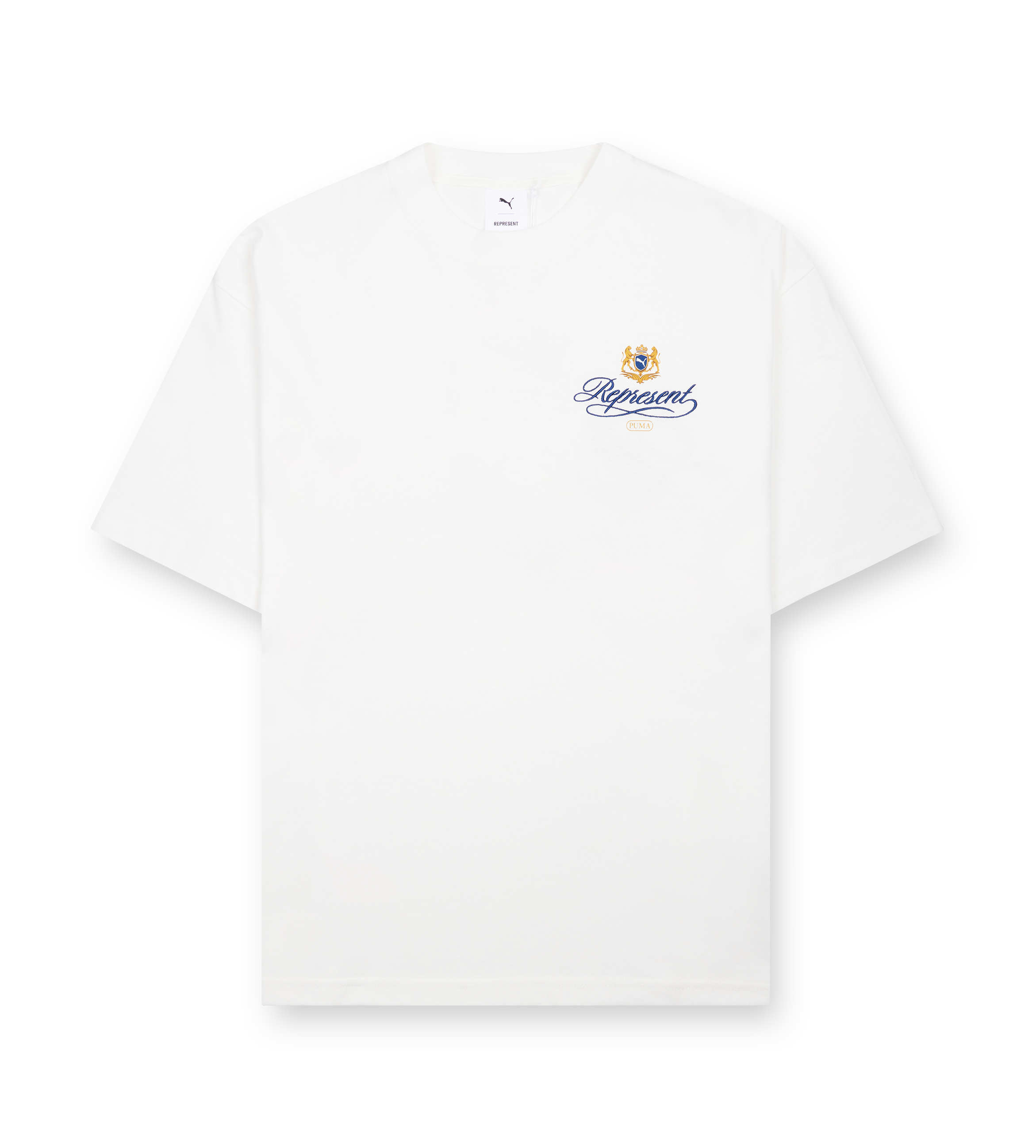 Represent X Puma Graphic T-Shirt Shoji white cotton tee featuring dual chest and back prints in slightly oversized fit.