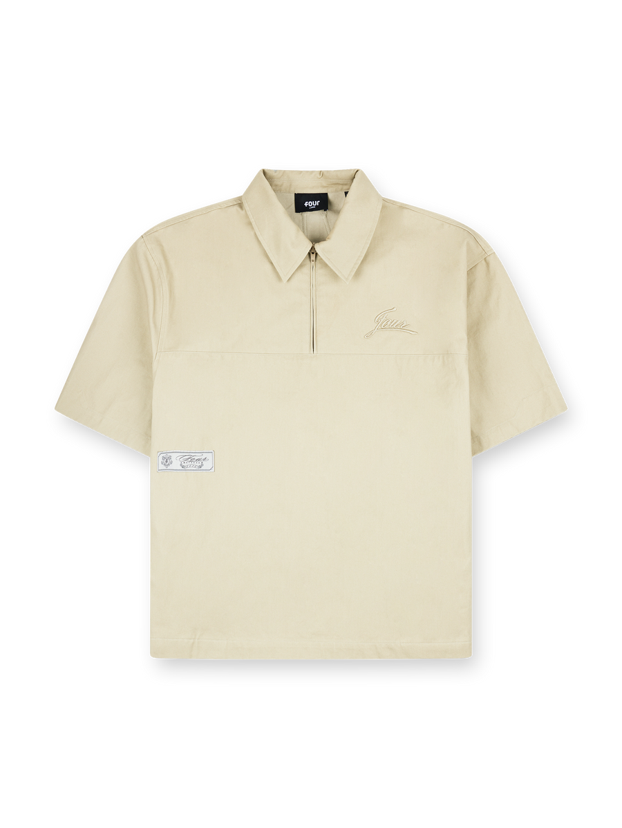 Script SS Zipped Polo Oatmeal