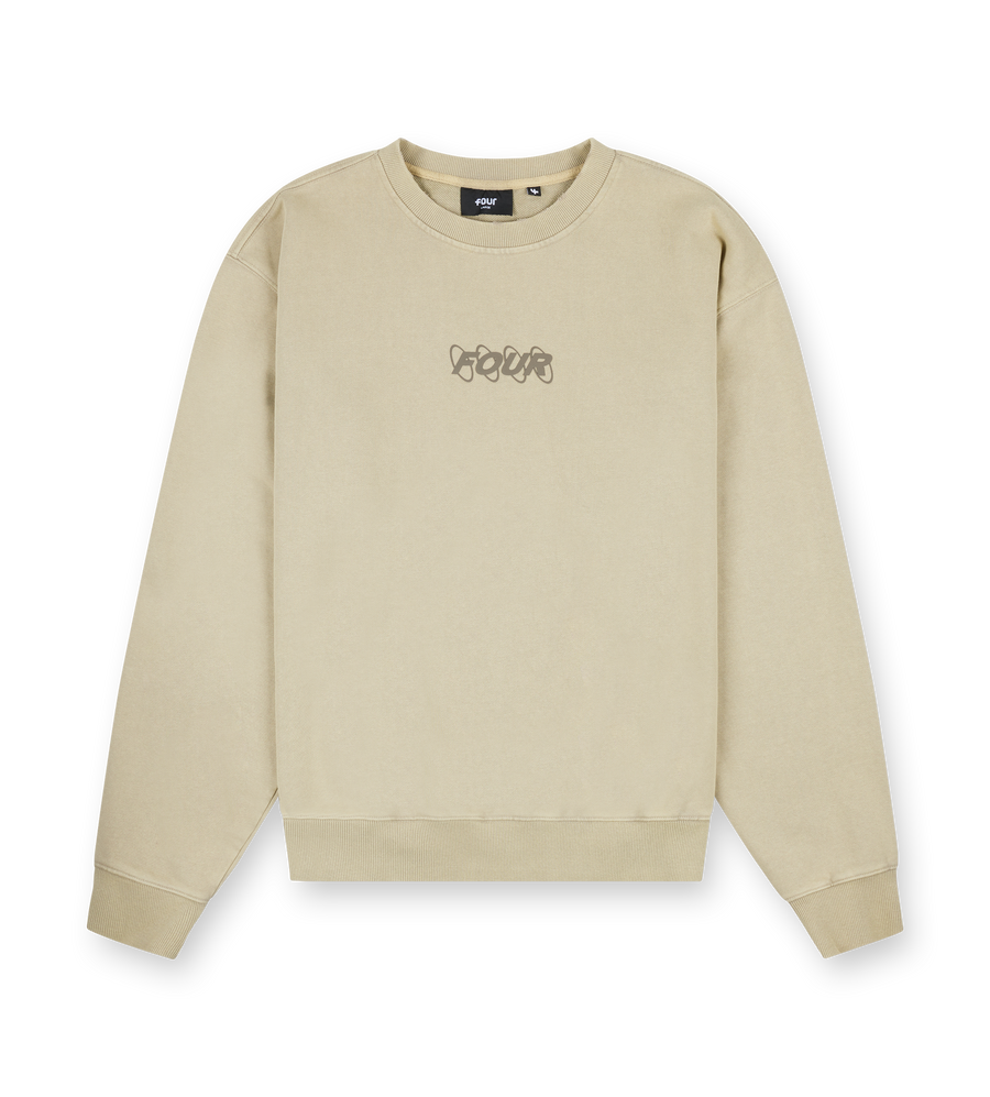 Circles Boxy Crewneck Washed Oatmeal