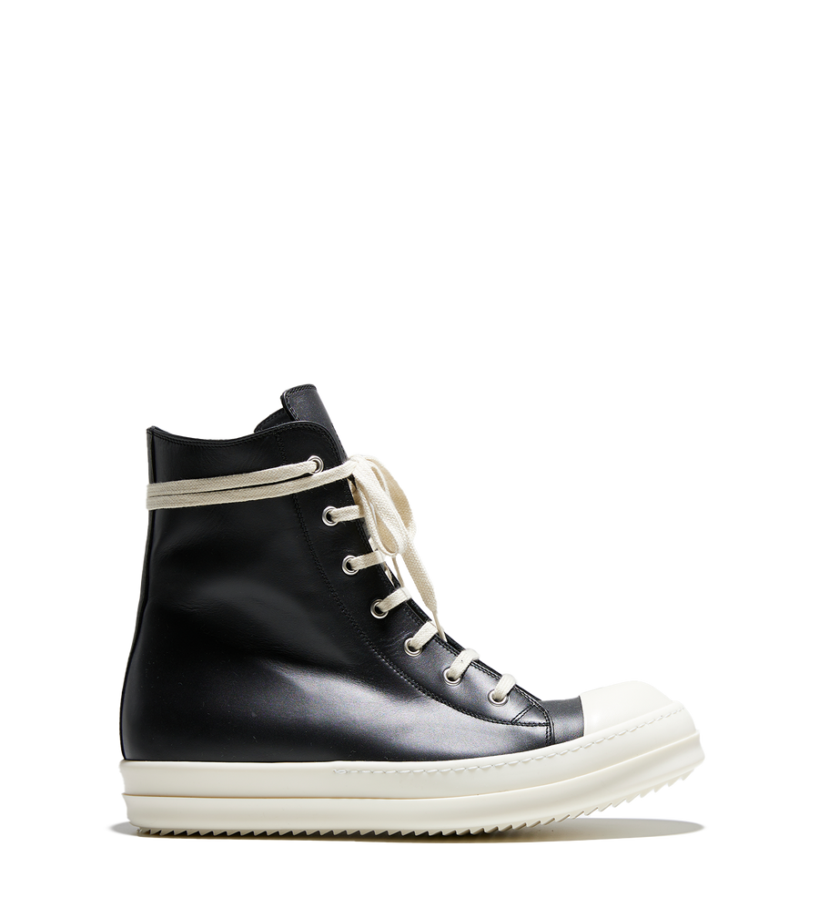 Leather High Top Sneaker Black