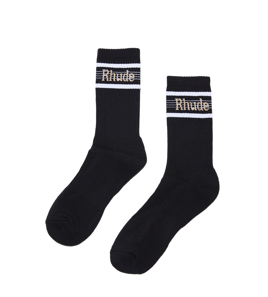 Stripe Logo Socks Black