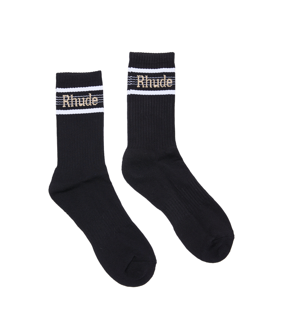 Stripe Logo Socks Black