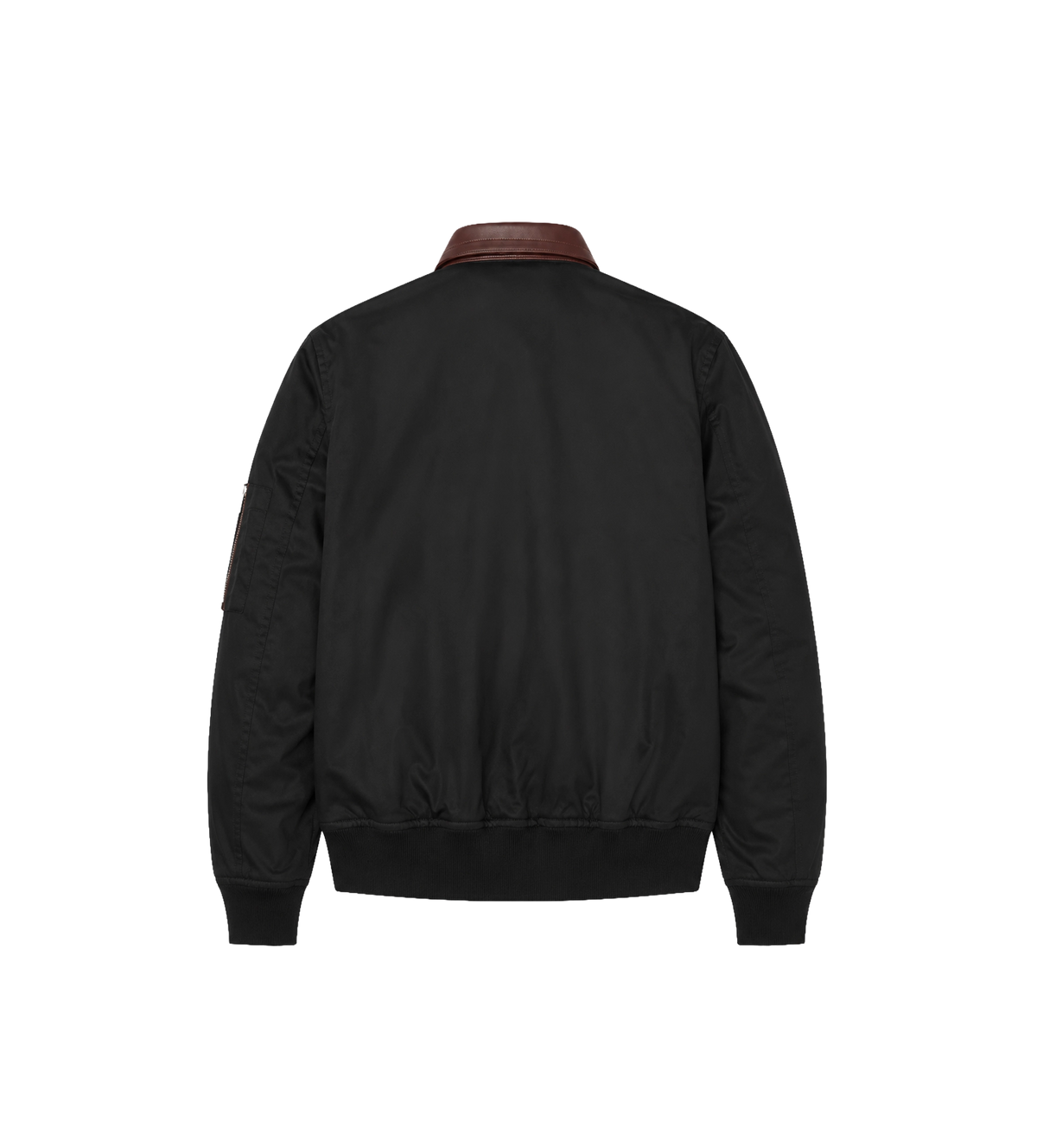 Katoenen Bomber jas met Leren Accenten Zwart