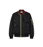 Katoenen Bomber jas met Leren Accenten Zwart