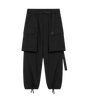 Belted Wide-Leg Cargo Pants Black