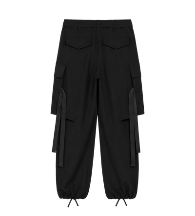 Belted Wide-Leg Cargo Pants Black