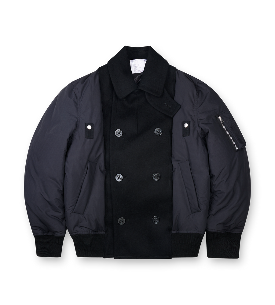 Sacai double-breasted wool Puffer Jacket