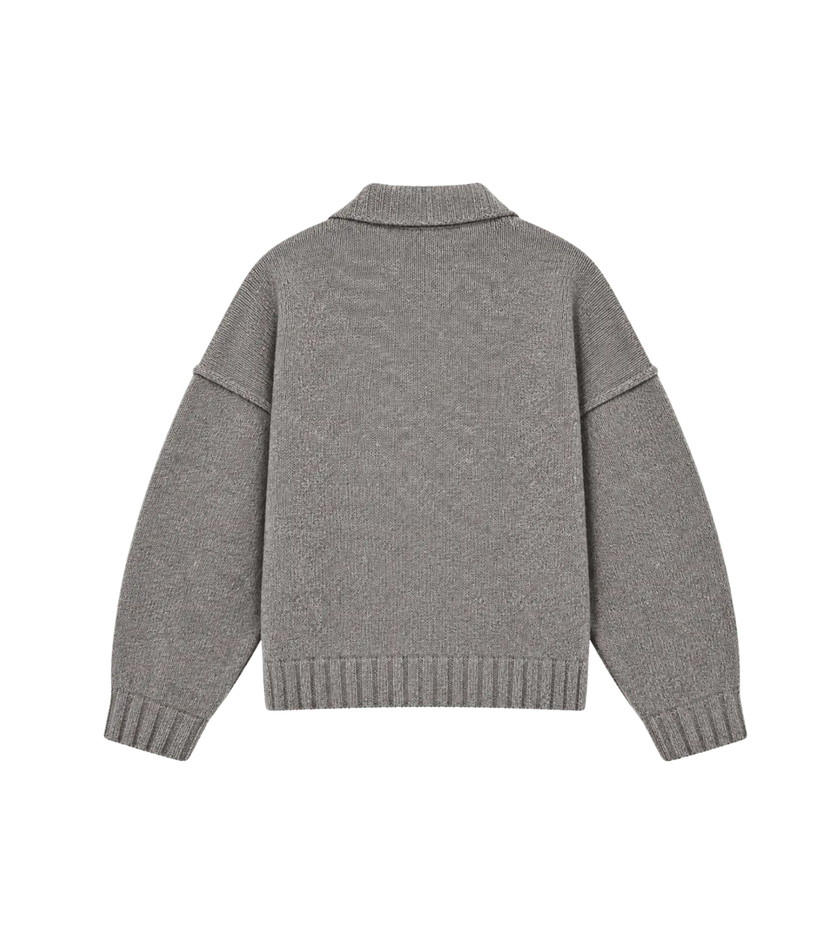 Wool Knit Polo Sweater in Anthracite