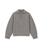 Wool Knit Polo Sweater in Anthracite