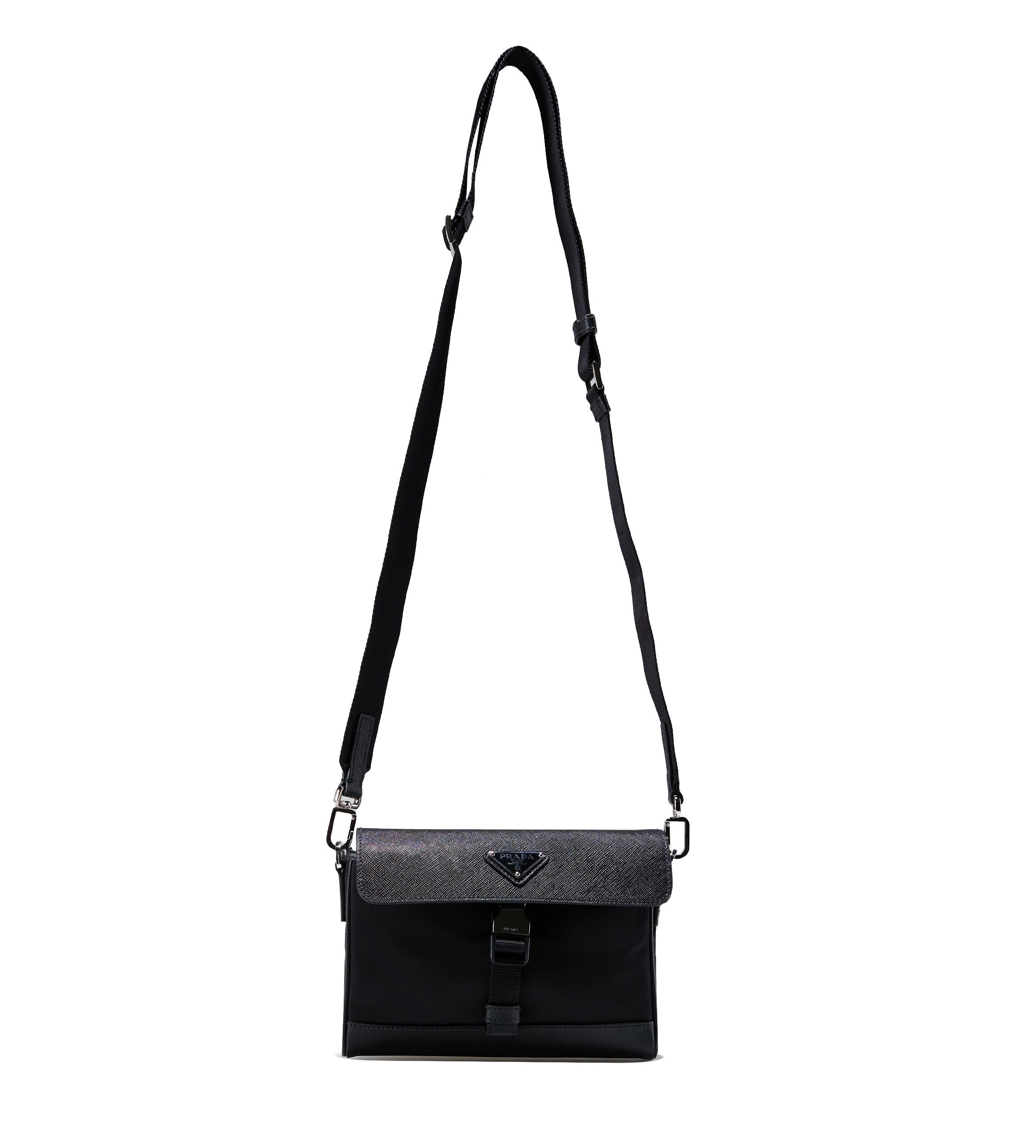 Re-Nylon and Saffiano Shoulder Bag Black