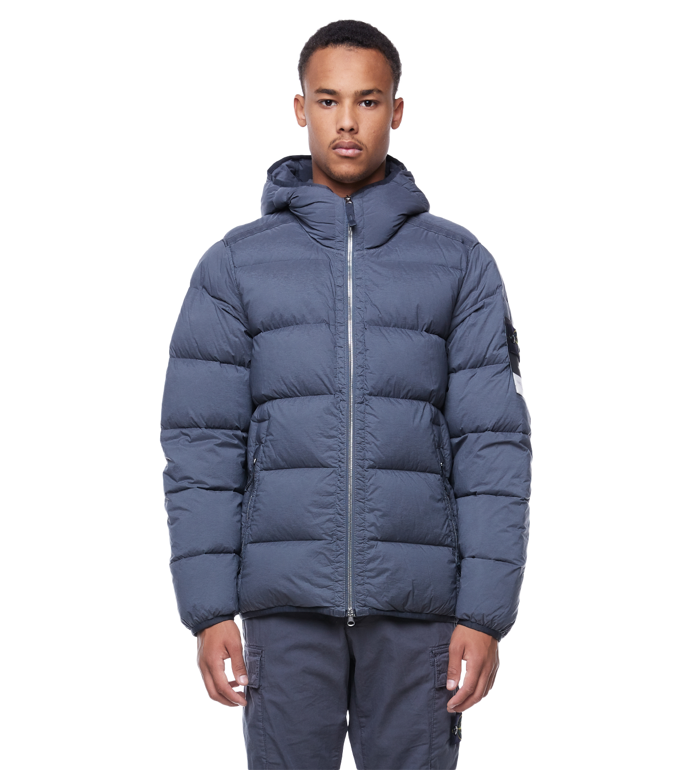 Logo-Appliquéd Quilted Padded Jacket Blue
