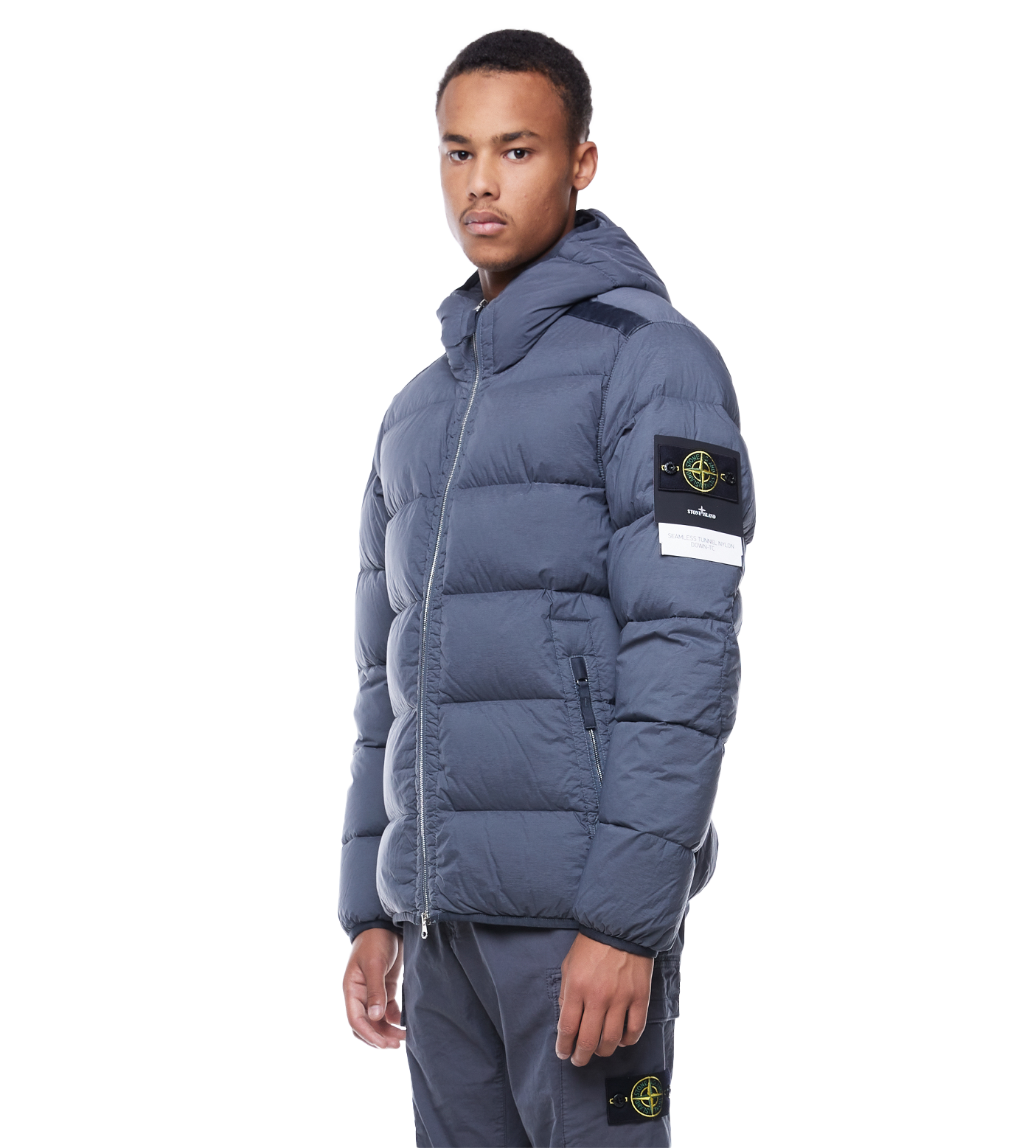 Logo-Appliquéd Quilted Padded Jacket Blue