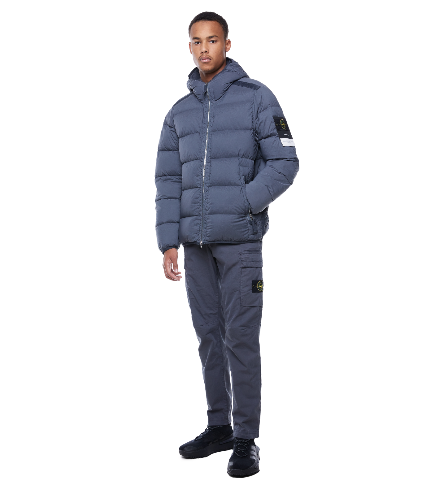 Logo-Appliquéd Quilted Padded Jacket Blue
