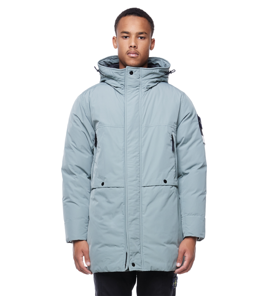 Hooded Midi Padded Jacket Blue